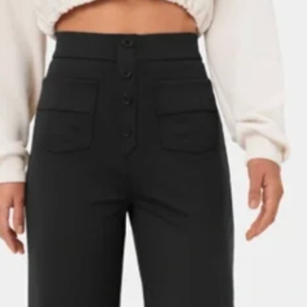 Halara Button Front Pant Square Front Pockets Bla… - image 2